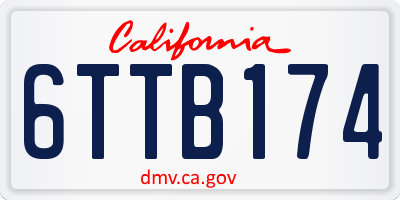 CA license plate 6TTB174