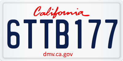 CA license plate 6TTB177