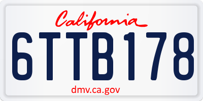 CA license plate 6TTB178
