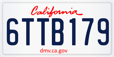 CA license plate 6TTB179