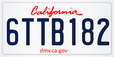 CA license plate 6TTB182