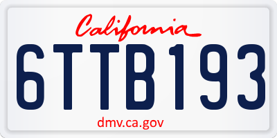 CA license plate 6TTB193