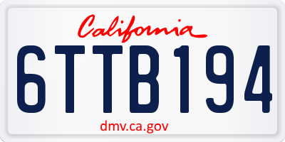 CA license plate 6TTB194