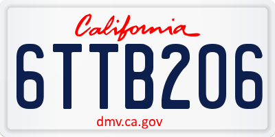 CA license plate 6TTB206