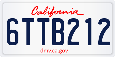 CA license plate 6TTB212