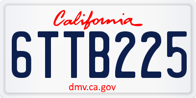 CA license plate 6TTB225