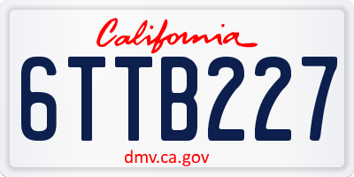 CA license plate 6TTB227