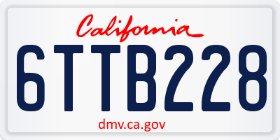 CA license plate 6TTB228