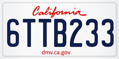 CA license plate 6TTB233