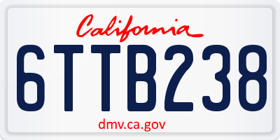 CA license plate 6TTB238