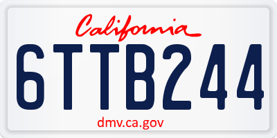 CA license plate 6TTB244