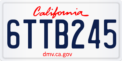 CA license plate 6TTB245