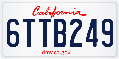 CA license plate 6TTB249