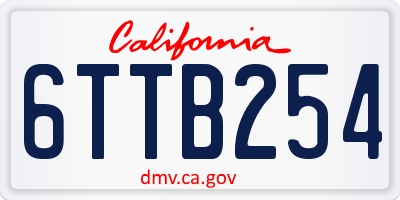 CA license plate 6TTB254