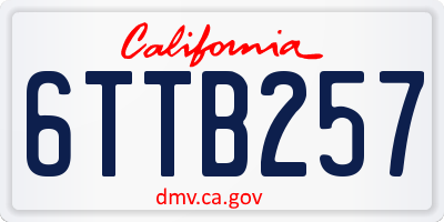 CA license plate 6TTB257
