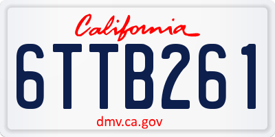 CA license plate 6TTB261