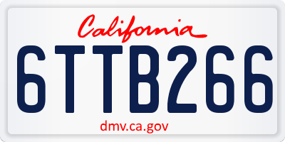 CA license plate 6TTB266