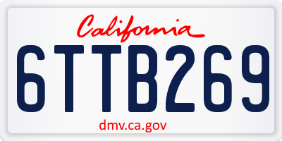 CA license plate 6TTB269
