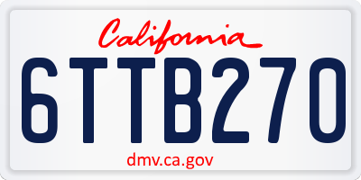 CA license plate 6TTB270