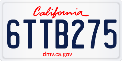 CA license plate 6TTB275