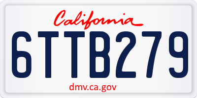 CA license plate 6TTB279