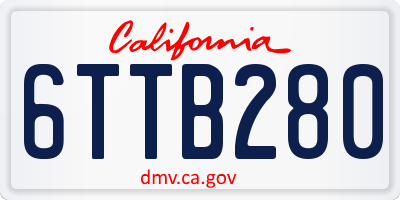 CA license plate 6TTB280