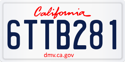 CA license plate 6TTB281