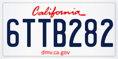CA license plate 6TTB282
