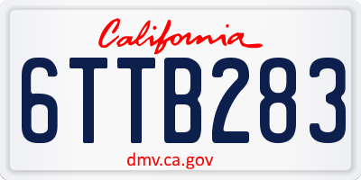 CA license plate 6TTB283