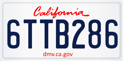 CA license plate 6TTB286