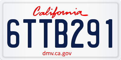 CA license plate 6TTB291