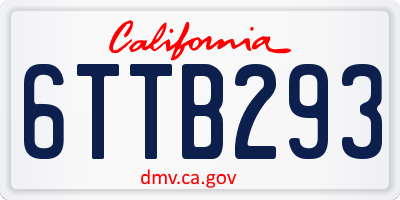 CA license plate 6TTB293