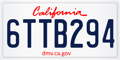 CA license plate 6TTB294
