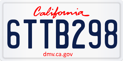 CA license plate 6TTB298