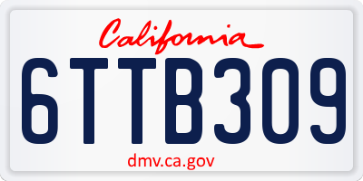 CA license plate 6TTB309