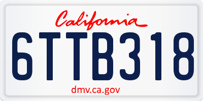 CA license plate 6TTB318