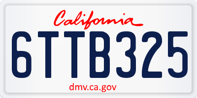 CA license plate 6TTB325
