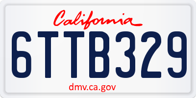 CA license plate 6TTB329