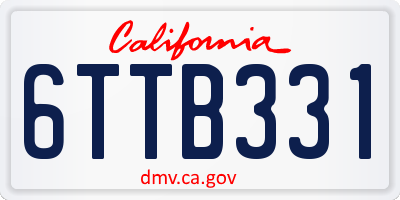 CA license plate 6TTB331