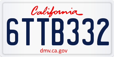 CA license plate 6TTB332