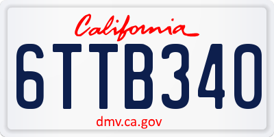 CA license plate 6TTB340