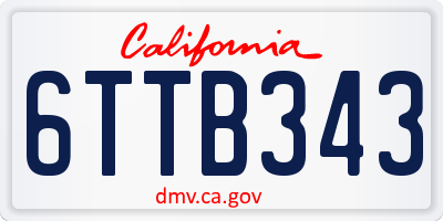 CA license plate 6TTB343