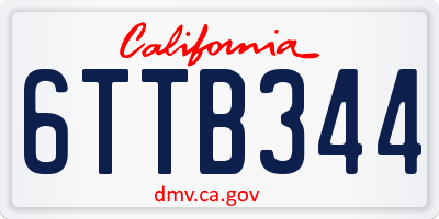 CA license plate 6TTB344