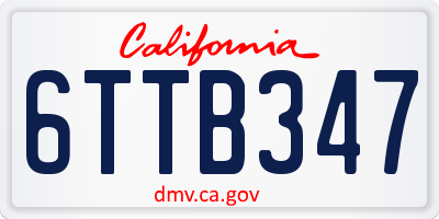 CA license plate 6TTB347