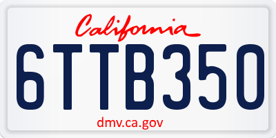 CA license plate 6TTB350