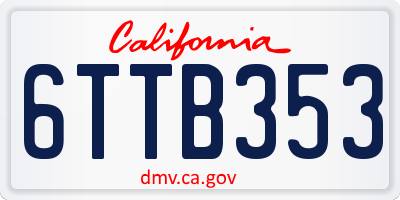 CA license plate 6TTB353