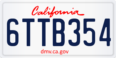 CA license plate 6TTB354