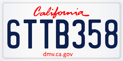 CA license plate 6TTB358