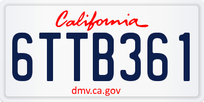 CA license plate 6TTB361