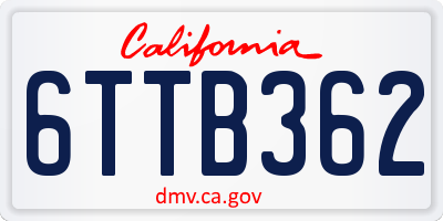 CA license plate 6TTB362